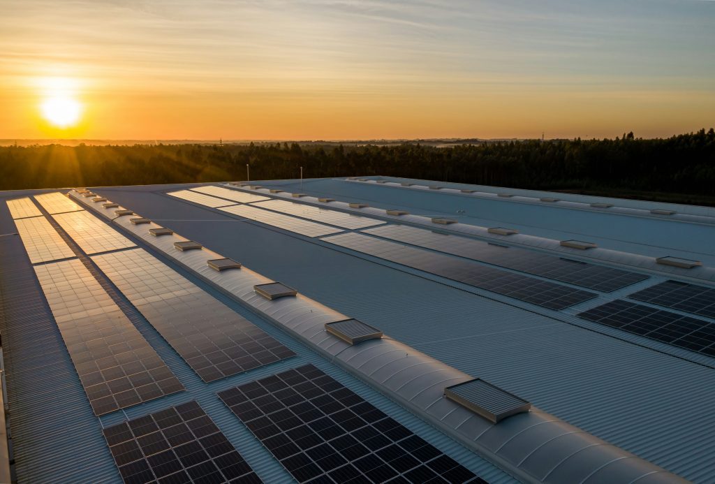 Solar Panels at Sunset
